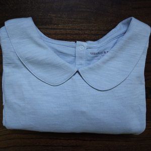 Misha & Puff Shirt Womens L Peter Pan Collar Wendy Top New NWOT Blue Faded Denim